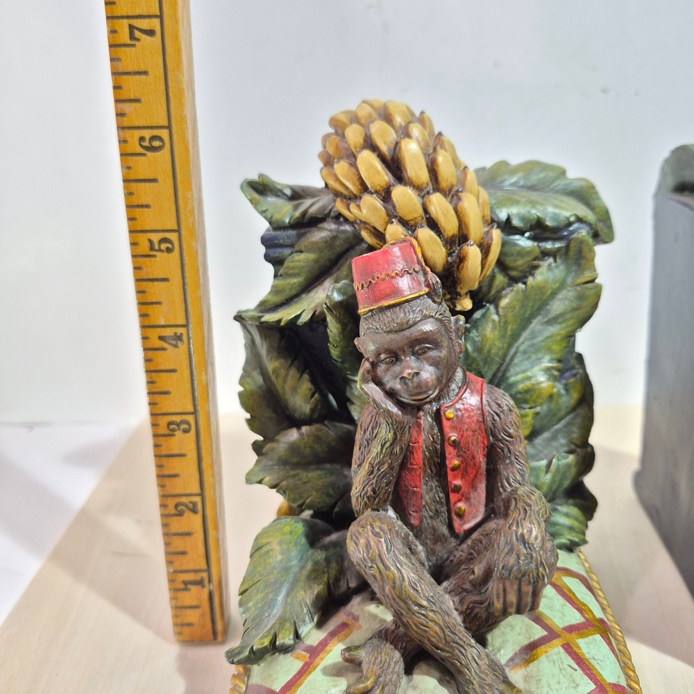 Arister Gifts Monkey Bookends Fez Vest Bananas Hand Painted Resin 604051 Pair - Picture 6 of 7